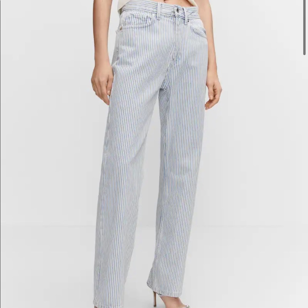 MANGO Straight striped jeans